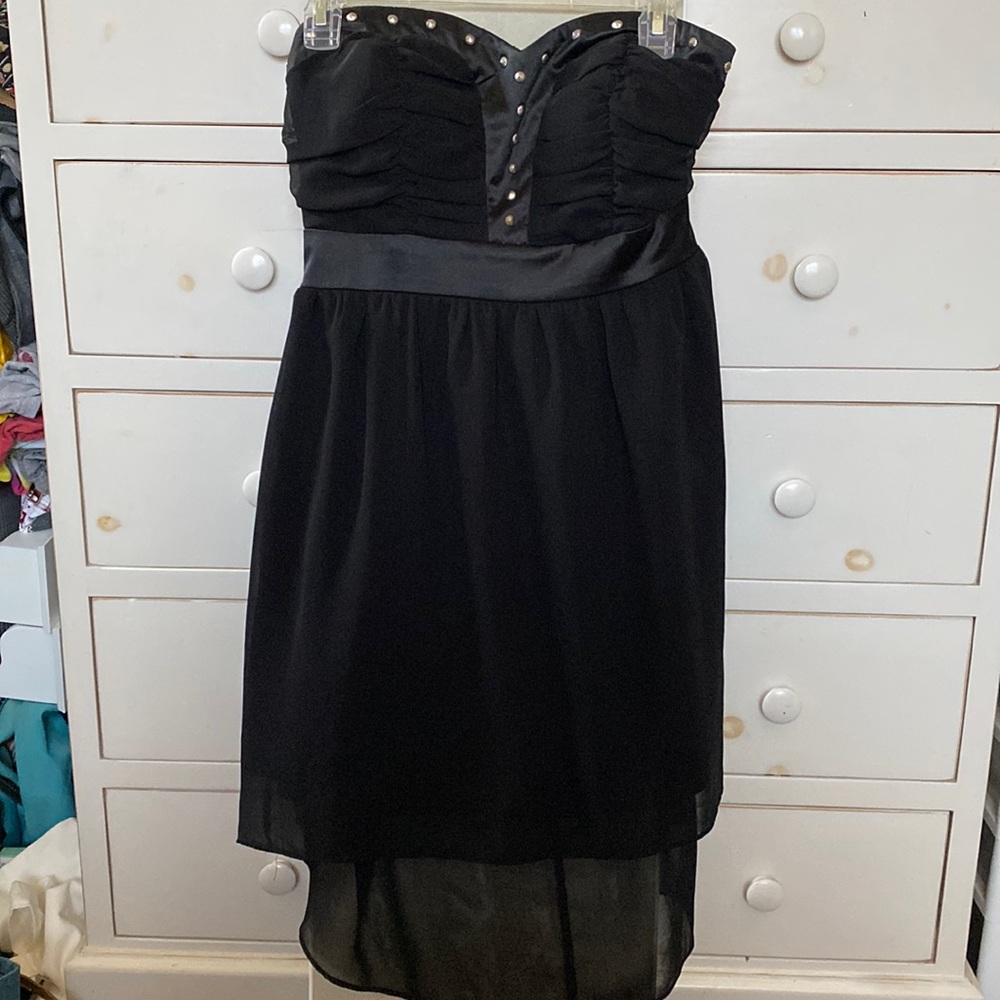 strapless, high-low dress